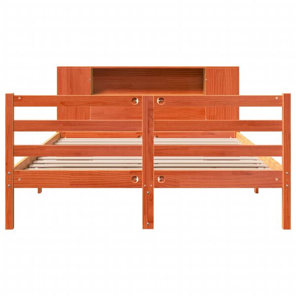 vidaXL Bed met boekenkast zonder matras grenenhout wasbruin 150x200 cm