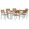 vidaXL Tuin eettafelset 7 st Grijs Massief Acaciahout