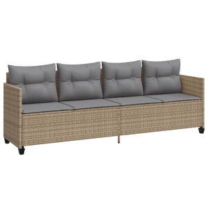 vidaXL Ligbed met kussens&nbsp;poly rattan beige