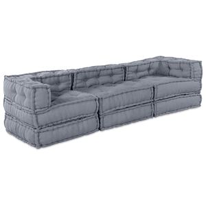 vidaXL Modulair Sofabet 3 pcs Grijs Stof