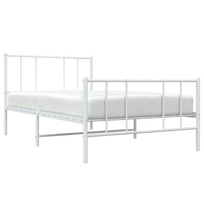 vidaXL Bedframe met hoofd- en voeteneinde metaal wit 107x203 cm