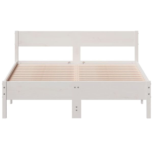 vidaXL Bedframe zonder matras massief grenenhout wit 140x190 cm