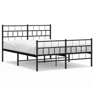 vidaXL Bedframe met hoofd- en voeteneinde metaal zwart 135x190 cm