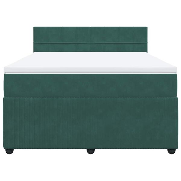 vidaXL Boxspring met matras fluweel donkergroen 140x190 cm