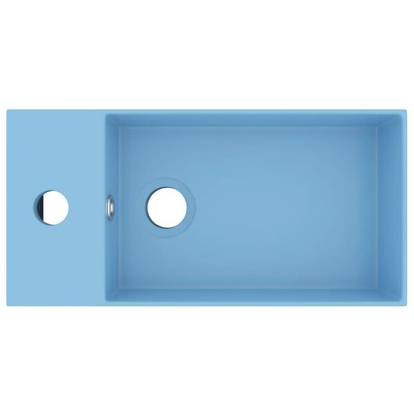 vidaXL Wastafel met overloop keramiek lichtblauw