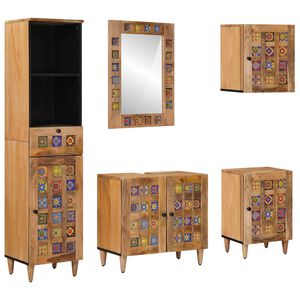 vidaXL Badkamermeubelset met lade 5 pcs Naturel Massief Mango Hout