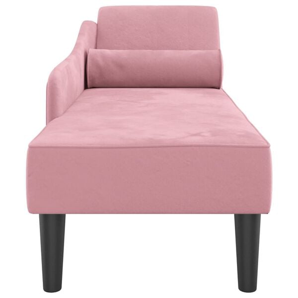 vidaXL Chaise longue met kussens fluweel roze