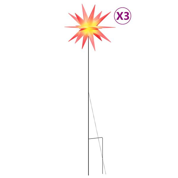 vidaXL Kerstlampen met grondpin en LED's 3 st 35 cm rood