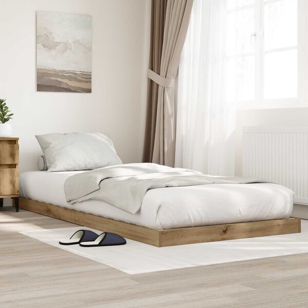 vidaXL Vloer bedframe Artisan Eiken 75 x 190 cm Bewerkt hout