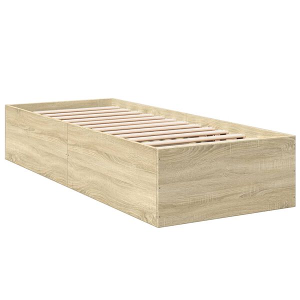 vidaXL Bedframe bewerkt hout sonoma eikenkleurig 90x190 cm