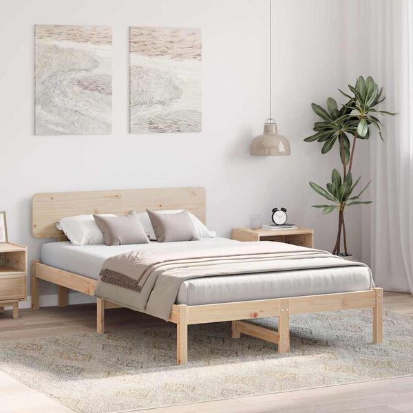 vidaXL Bedframe met hoofdeinde Naturel 120 x 200 cm Massief grenenhout