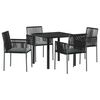 vidaXL Tuin eettafelset 5 pcs Zwart PE Rattan