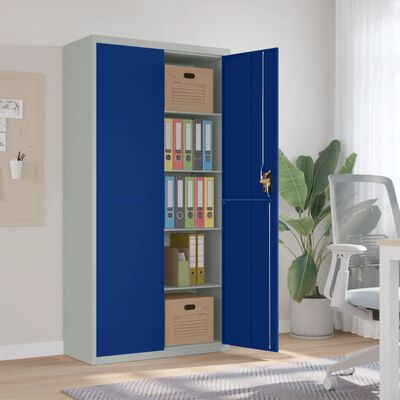 vidaXL Archiefkast 90x40x180 cm staal lichtgrijs en blauw