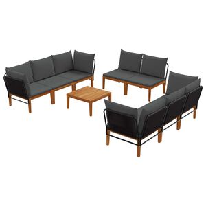vidaXL 9 st Massief acaciahout & touw Naturel