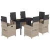 vidaXL 7-delige Tuinset met kussens poly rattan grijs