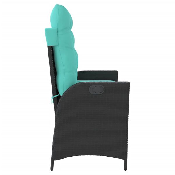 vidaXL Tuinbankje verstelbaar met kussens poly rattan zwart