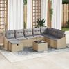 vidaXL Tuin Sofa Set met kussen 9 pcs Beige Poly riet