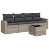 vidaXL 5-delige Loungeset met kussens poly rattan lichtgrijs