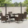 vidaXL Tuin eettafelset met kussen 5 pcs Bruin poly rattan