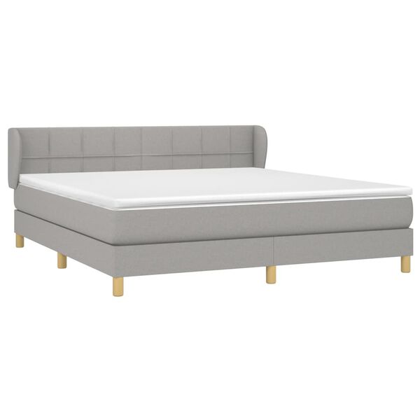 vidaXL Boxspring met matras stof lichtgrijs 160x200 cm