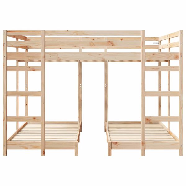 vidaXL Drie-hoog Bunk Bed Frame Bruin 160 x 200 cm Massief grenenhout
