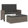 vidaXL Tuinbank met kussens en voetenbank poly rattan grijs