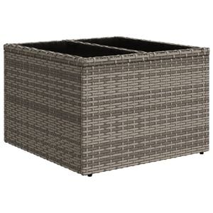 vidaXL Tuintafel met glazen blad 55x55x37 cm poly rattan grijs
