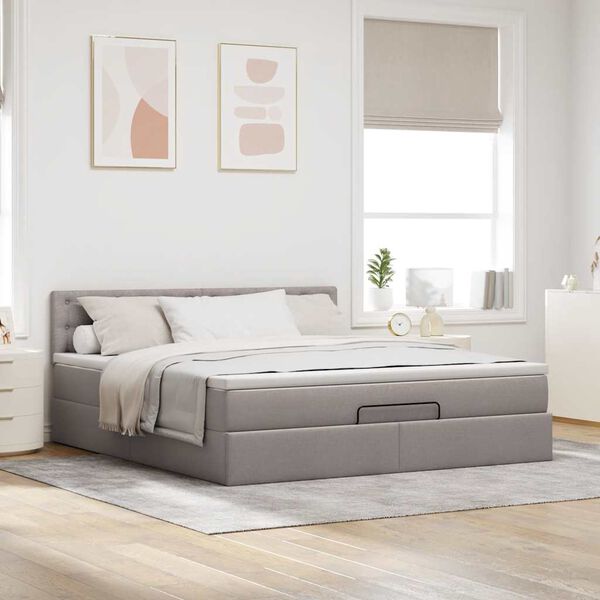 vidaXL Ottoman bed met matras en LED's 160x200cm stof taupe