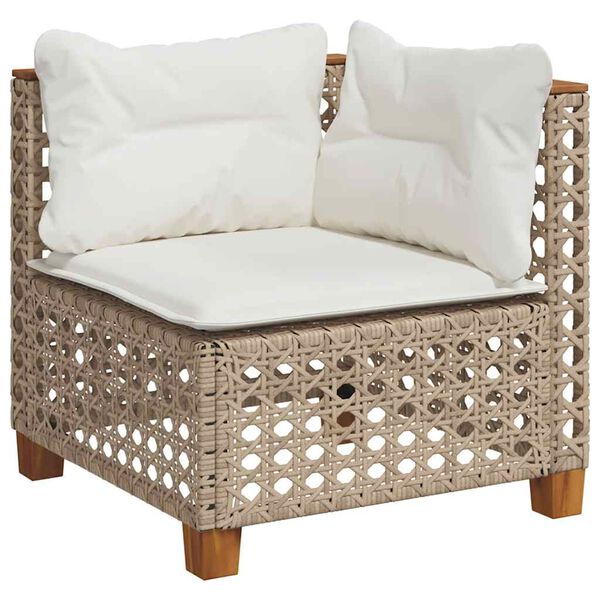 vidaXL 9-delige Loungeset met kussens poly rattan beige