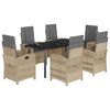 vidaXL 7-delige Tuinset met kussens poly rattan gemengd beige
