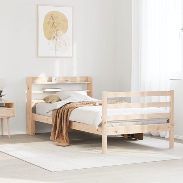 vidaXL Bedframe met hoofdbord massief grenenhout 75x190 cm