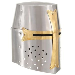 vidaXL Kruisvaardershelm middeleeuws replica LARP staal zilverkleurig