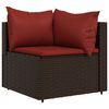 vidaXL 3-delige Loungeset met kussens poly rattan bruin