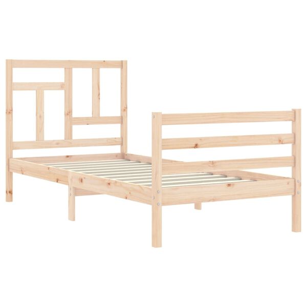 vidaXL Bedframe met hoofdbord massief hout 90x200 cm