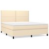 vidaXL Boxspring met matras stof cr&egrave;mekleurig 160x200 cm