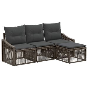 vidaXL Tuinbankenset 4 pcs Grijs poly rattan