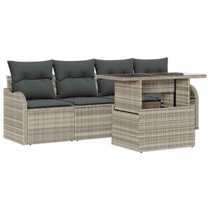 vidaXL Tuin Sofa Set 5 st Lichtgrijs Poly riet