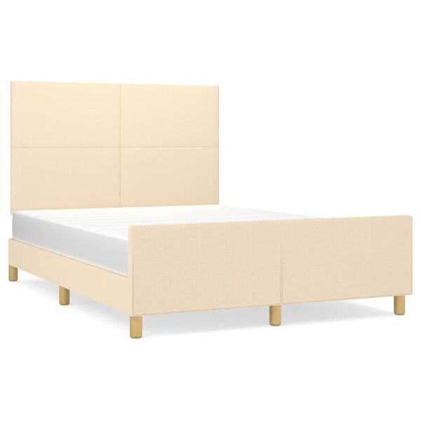 vidaXL Bedframe zonder matras stof cr&egrave;mekleurig 140x200 cm
