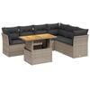 vidaXL 7-delige Loungeset met kussens poly rattan grijs