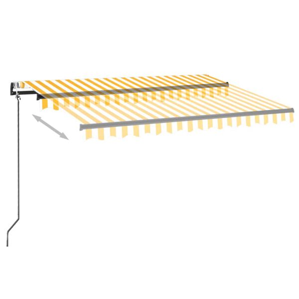 vidaXL Luifel automatisch met LED en windsensor 350x250 cm geel en wit