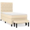 vidaXL Boxspring met matras stof cr&egrave;mekleurig 90x200 cm