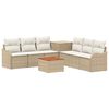 vidaXL Bankstel 8 st Beige en Cr&egrave;me Wit Poly Rattan en Staal