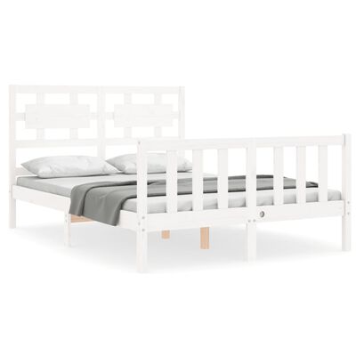 vidaXL Bedframe met hoofdbord massief hout wit 140x200 cm