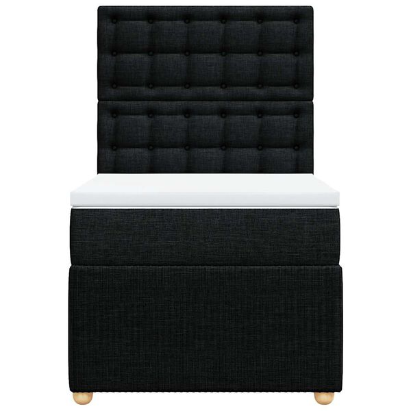 vidaXL Boxspring met matras stof zwart 90x200 cm