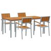 vidaXL Tuin eettafelset 5 pcs Grijs Massief Acaciahout