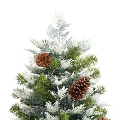 vidaXL Kerstboom met LED en dennenappels 195 cm PVC en PE groen