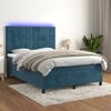 vidaXL Boxspring met matras en LED fluweel donkerblauw 140x200 cm