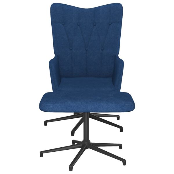 vidaXL Relaxstoel met voetenbank stof blauw