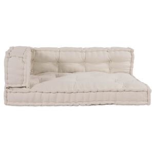 vidaXL Pallet Sofa Kussen 3 pcs Cr&egrave;mekleurig 120 x 80 x 34 cm Stof