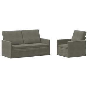 vidaXL Bankstel 2 pcs Lichtgrijs Katoen Stof